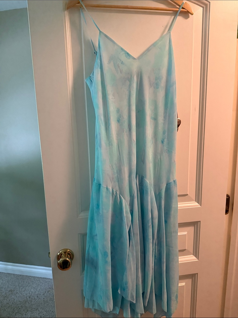 Hatch Sky Blue Watercolor Slip Midi Dress